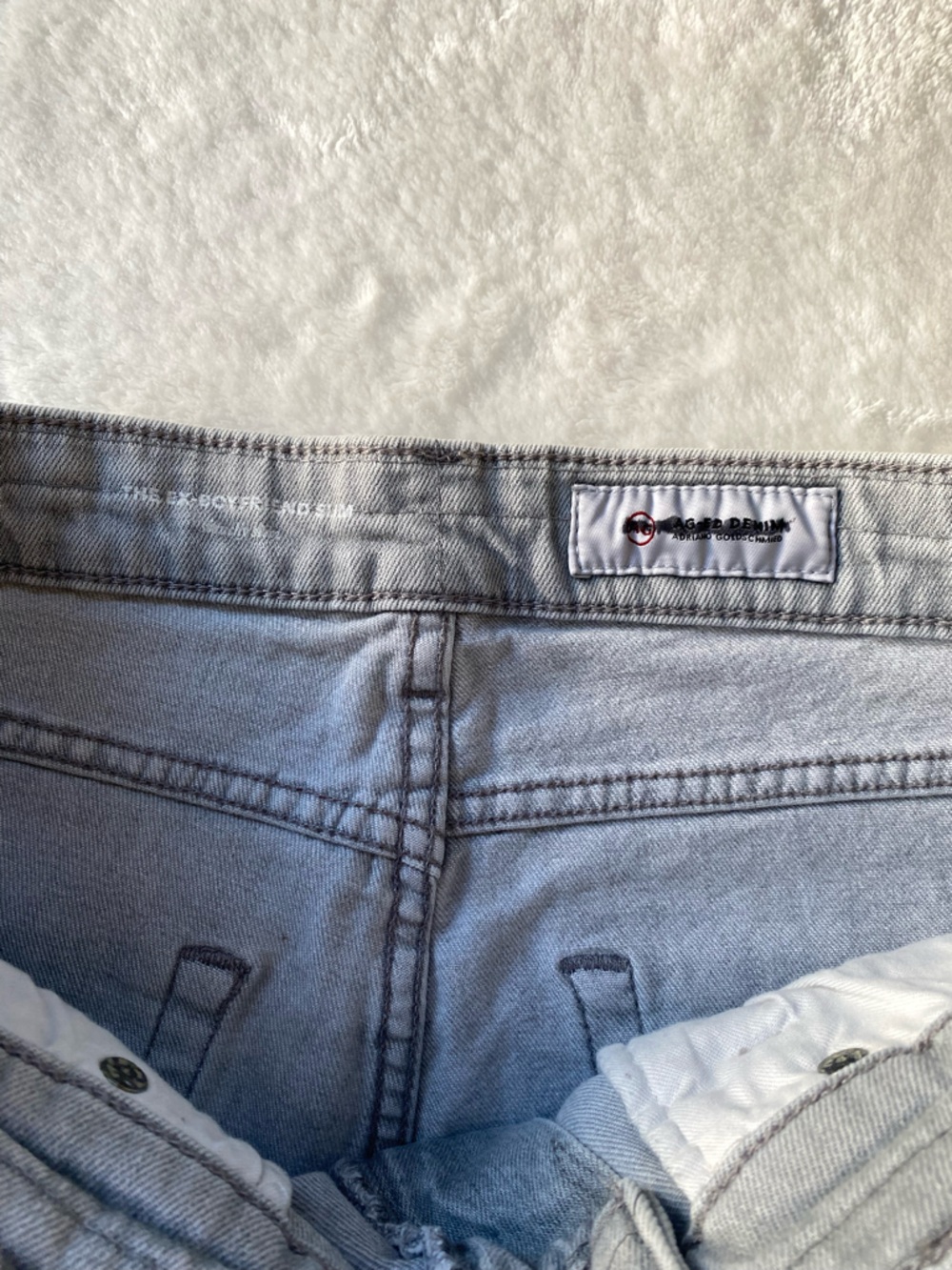 AG Adriano Goldschmied The Ex-Boyfriend Slim Distressed Jeans Raw Hem 32R Grey - Picture 10 of 12